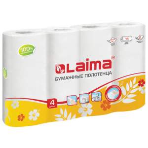 Полотенца бумажные  2-х сл. ЛАЙМА 4шт/уп 1...